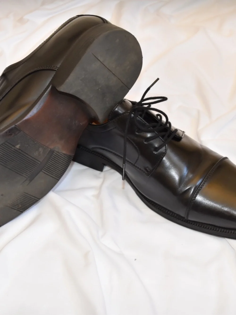 Cap toe all leather dress shoes